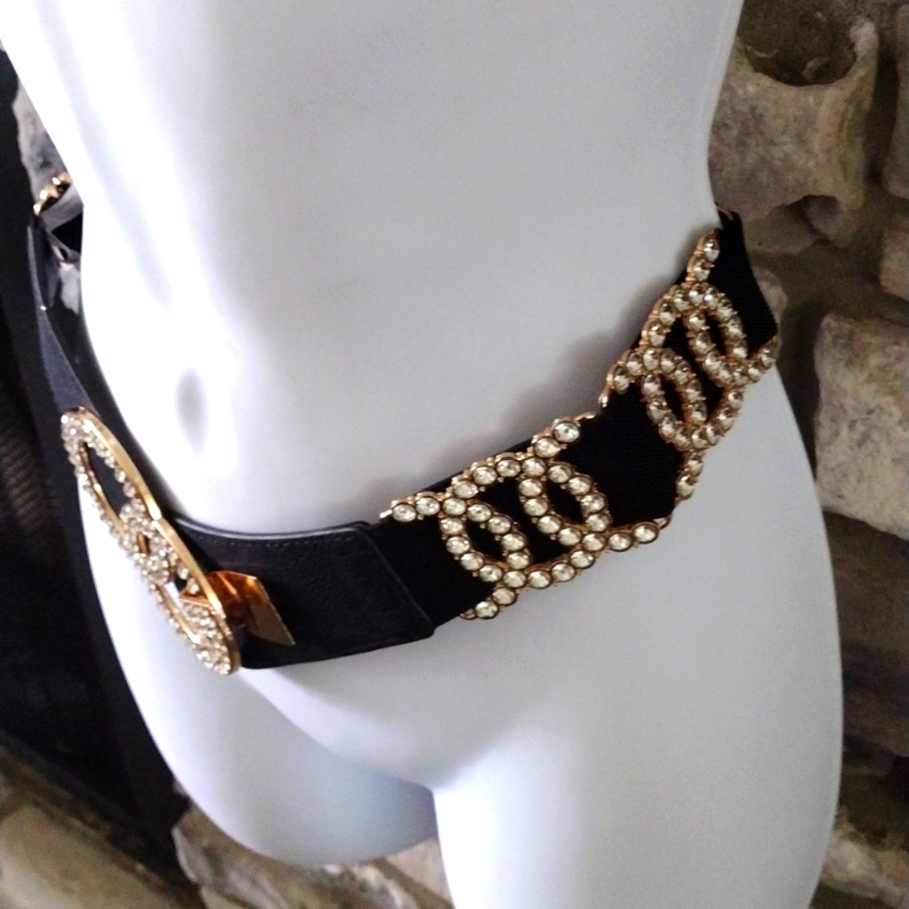 Xl belt designer pick Gold and black stretchy waist
